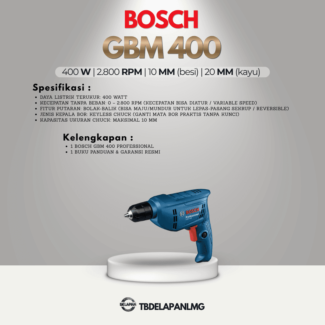 Mesin Bor Listrik GBM 400 BOSCH Proffesional Rotary Drill 10 MM