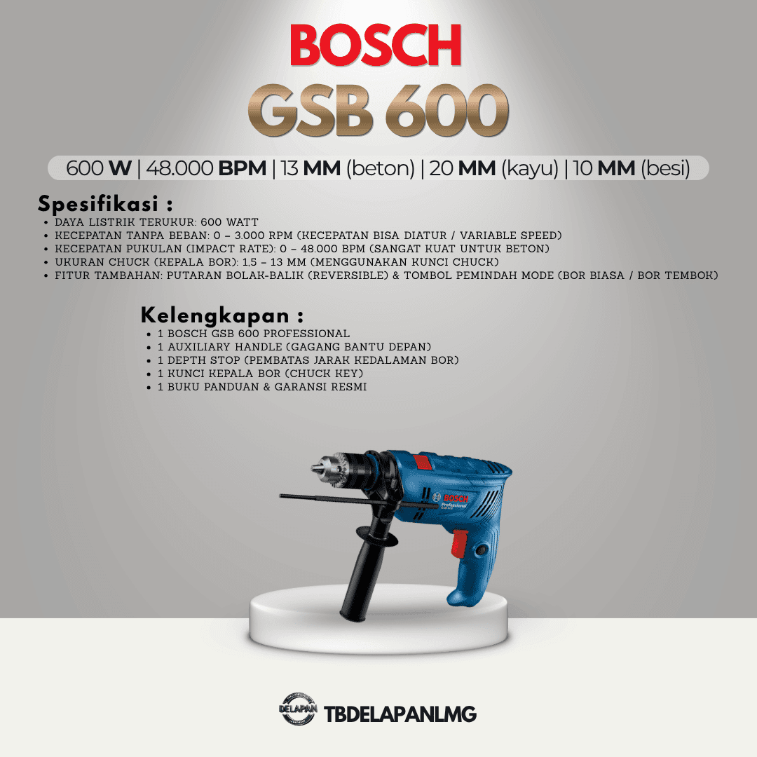 Mesin Bor Beton GSB 600 BOSCH Professional Impact Drill 13 MM