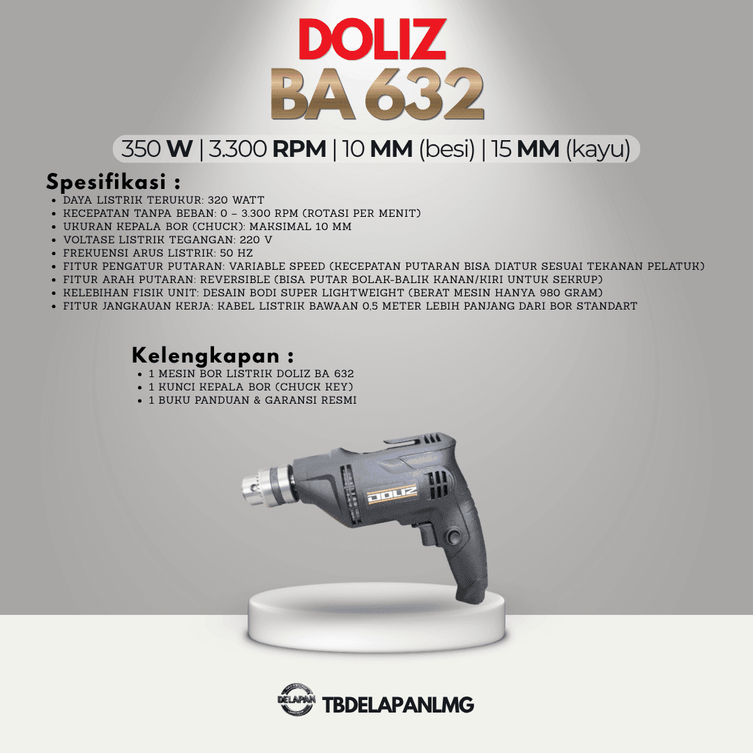 Mesin Bor Listrik DOLIZ BA 632 Electric Drill 10MM