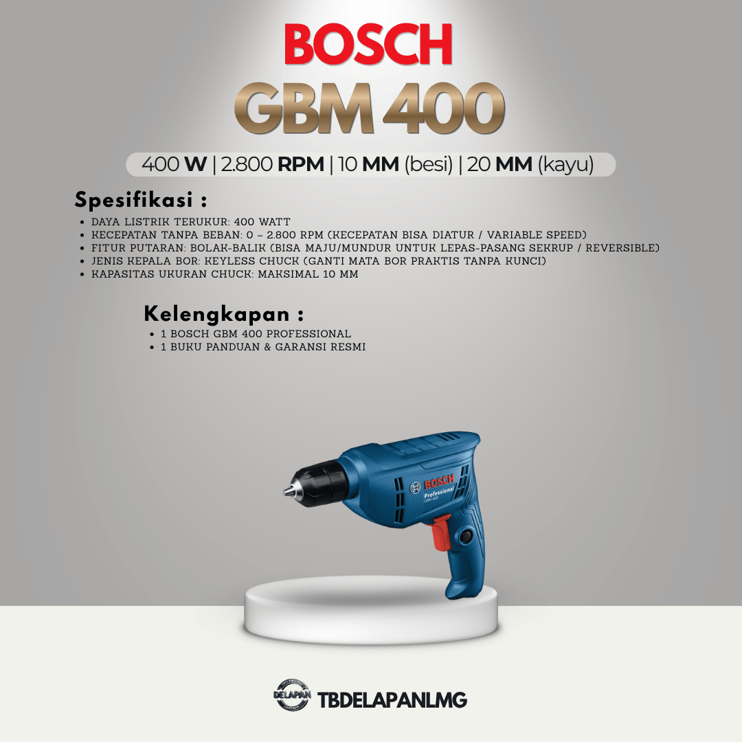 Mesin Bor Listrik GBM 400 BOSCH Proffesional Rotary Drill 10 MM