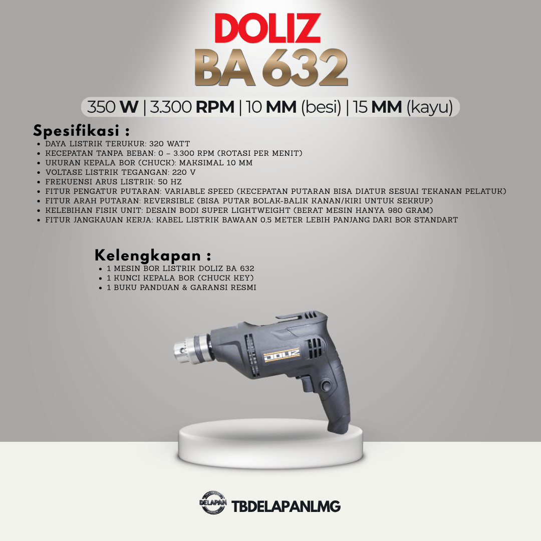 Mesin Bor Listrik DOLIZ BA 632 Electric Drill 10MM